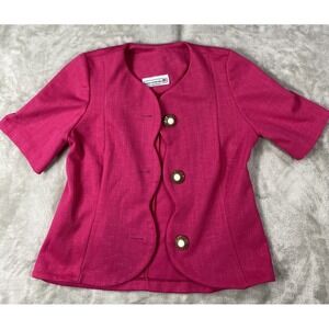 Vintage 60s Pablo Collection Jacket Womens Small Pink Knit Textured USA Made
